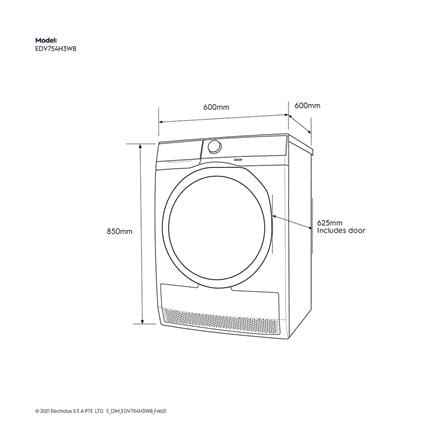 เครื่องอบผ้าฝาหน้า ELECTROLUX EDV754H3WB 7.5 กก.+ขาตั้ง_5