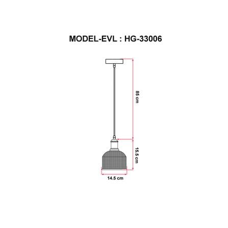 ไฟช่อ EVL HG-33006 ใส/ทอง/ดำ 1 หัว_2