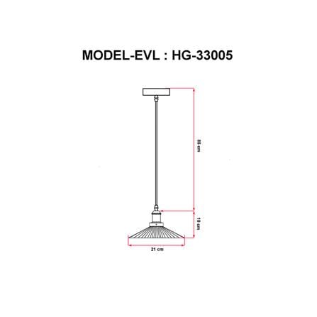 ไฟช่อ EVL HG-33005 ใส/ทอง/ดำ 1 หัว_2