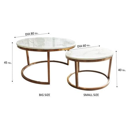 โต๊ะกลาง 2 ชิ้น KAWIN DOUBLE STEP สีขาว/ทอง_5