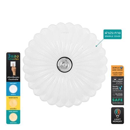 ไฟเพดาน LED LAMPTAN SUNFLOWER 15 นิ้ว 36 วัตต์ DAYLIGHT/COOL WHITE/WARM WHITE สีขาว