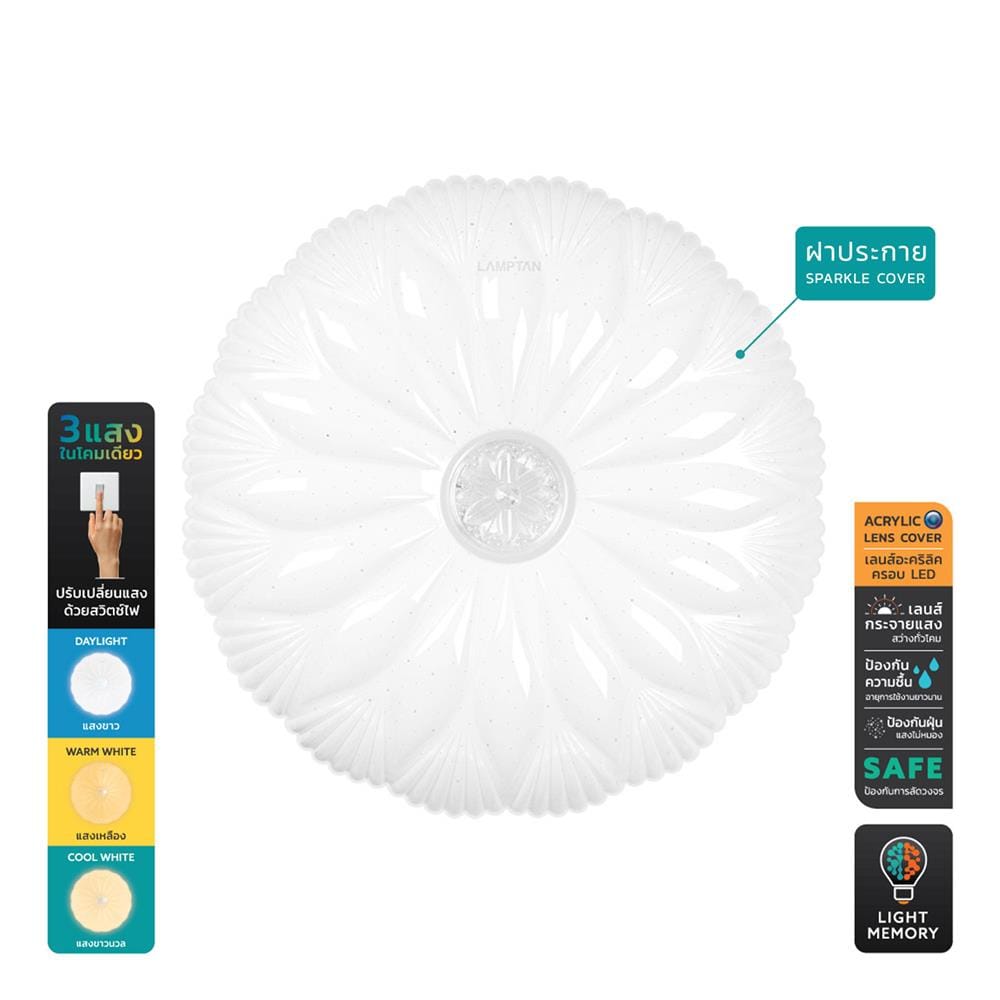 ไฟเพดาน LED LAMPTAN MAGNOLIA 15 นิ้ว 36 วัตต์ DAYLIGHT/COOL WHITE/WARM WHITE สีขาว