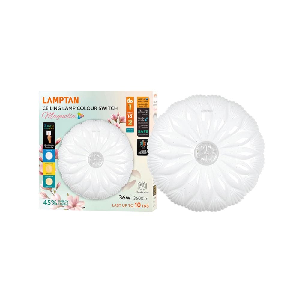 ไฟเพดาน LED LAMPTAN MAGNOLIA 15 นิ้ว 36 วัตต์ DAYLIGHT/COOL WHITE/WARM WHITE สีขาว