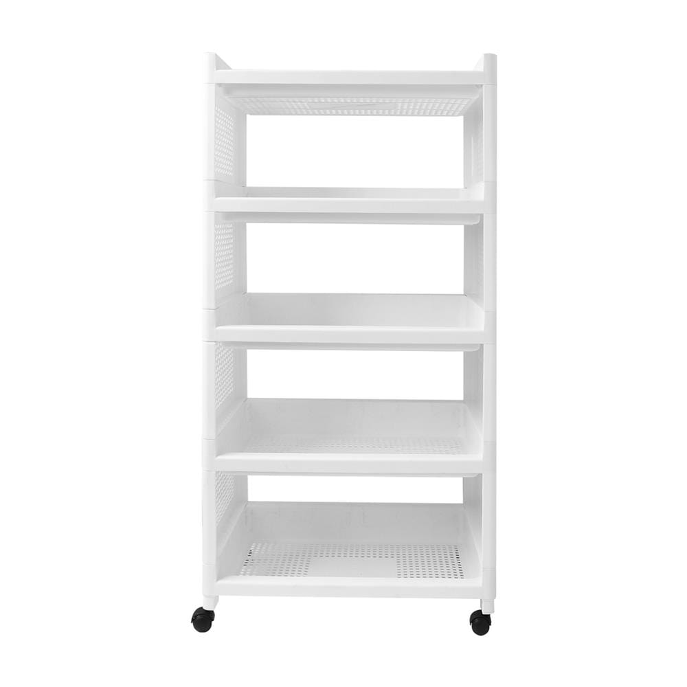 ชั้นวางของ 5 ชั้น มีล้อ STACKO IVA 49.5X36X98.5 ซม. สีขาว