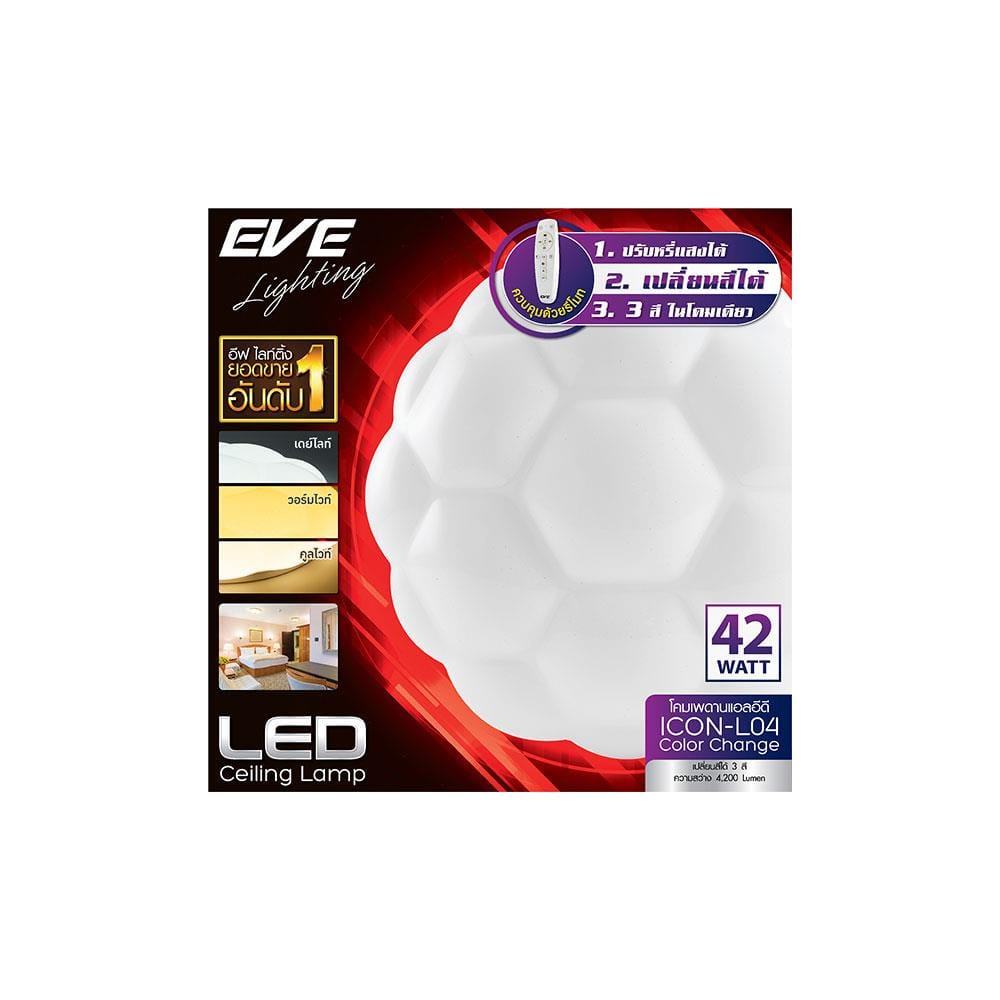 ไฟเพดาน LED EVE 570955 20 นิ้ว 42 วัตต์ DAYLIGHT/COOL WHITE/WARM WHITE สีขาว