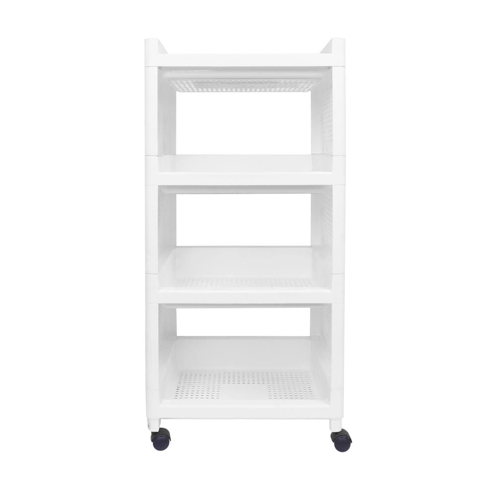ชั้นวางของ 4 ชั้น มีล้อ STACKO IVA 29.5X36X77 ซม. สีขาว