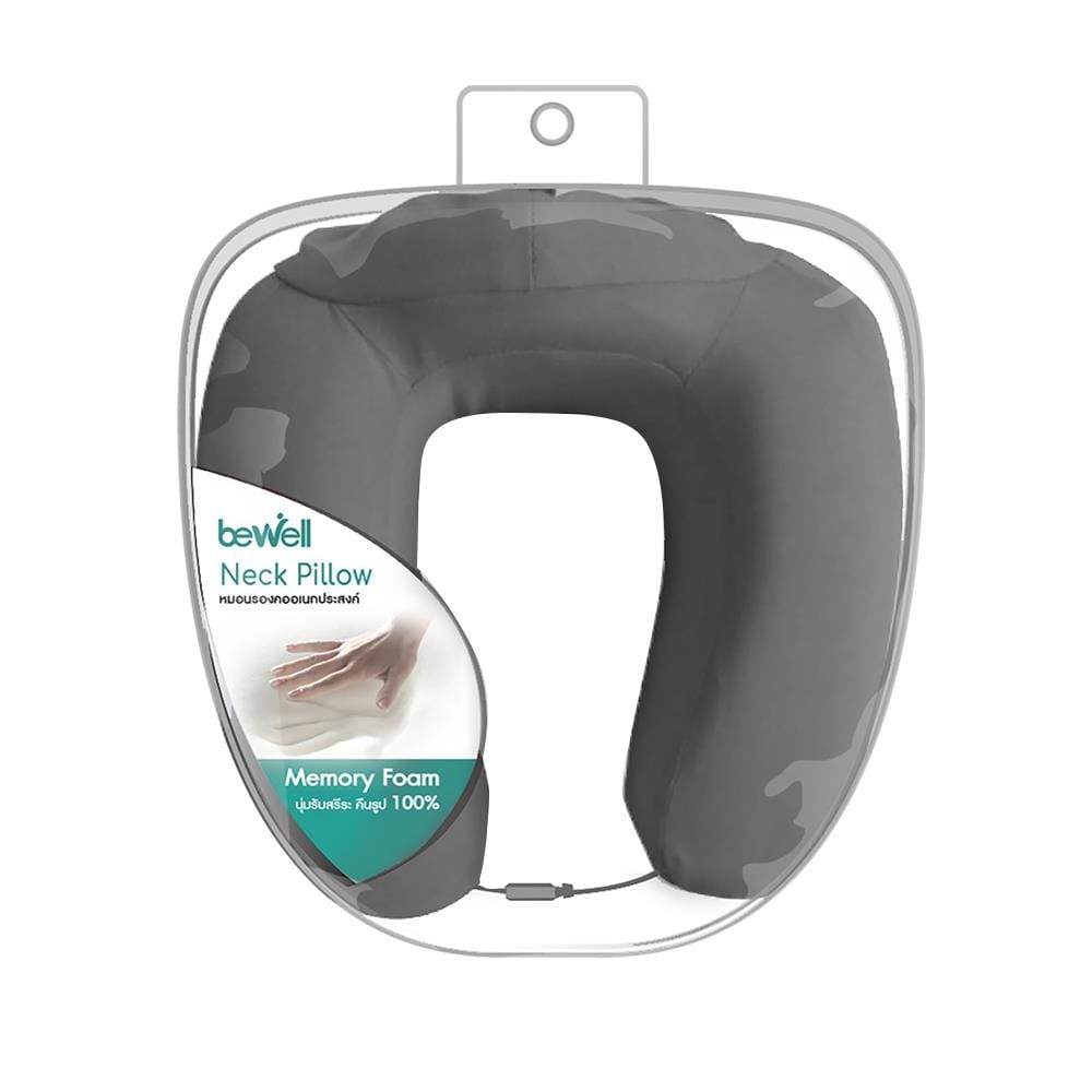 หมอนรองคอเพื่อสุขภาพ BEWELL T-10 26.5x25x12 ซม. สีเทา