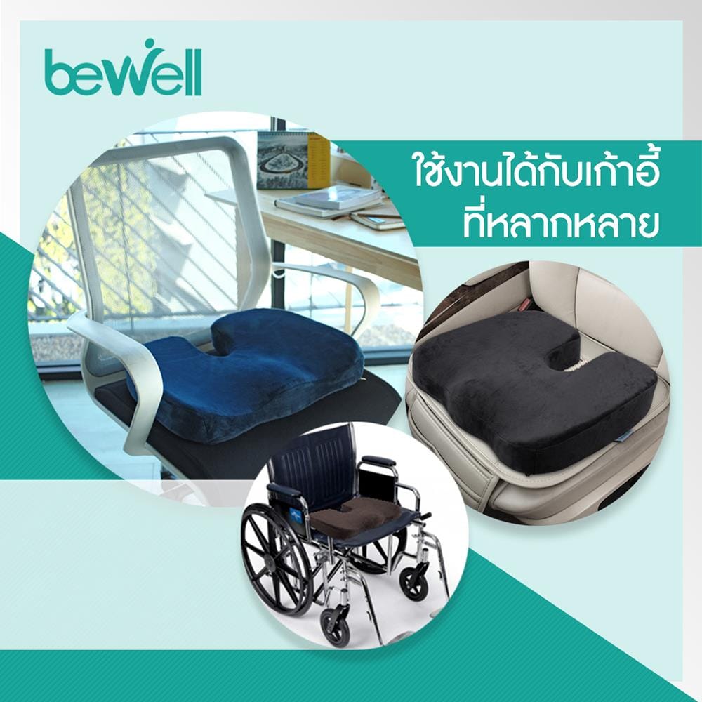 เซ็ตเบาะรองหลังและรองนั่งเพื่อสุขภาพ BEWELL H06/HT001 สีน้ำเงิน