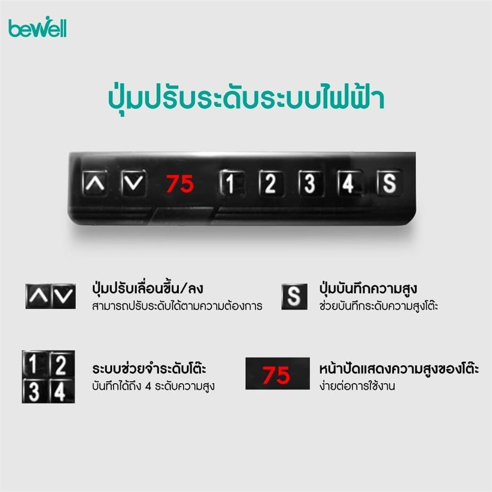 D.I.Y. โต๊ะทำงานปรับระดับ BEWELL ERGO 120X60 ซม. สีขาว/ดำ