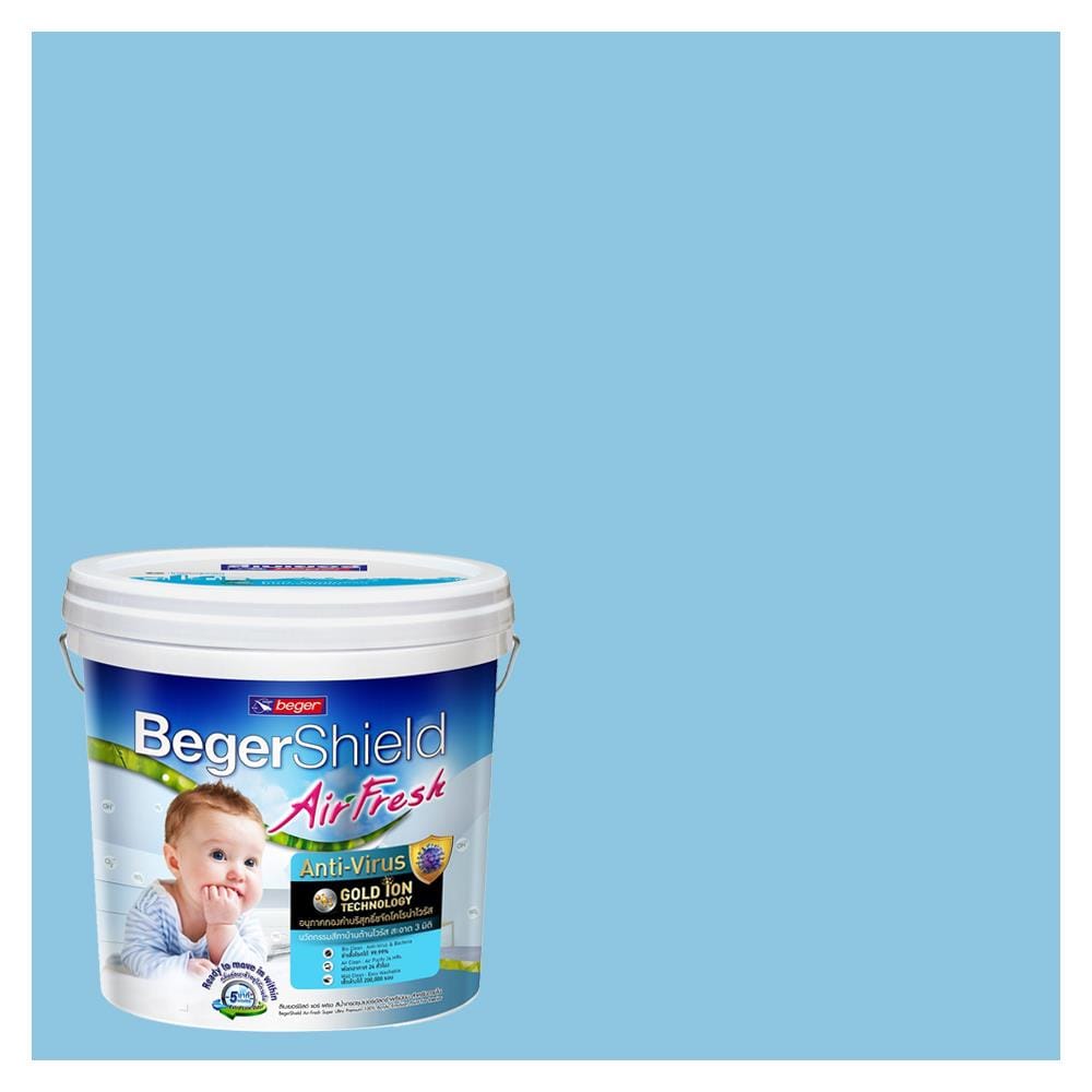 สีน้ำทาภายใน ชนิดกึ่งเงา BEGER AIRFRESH GOLD BASE C 032-4 สี BRAVE BLUE 9 ลิตร