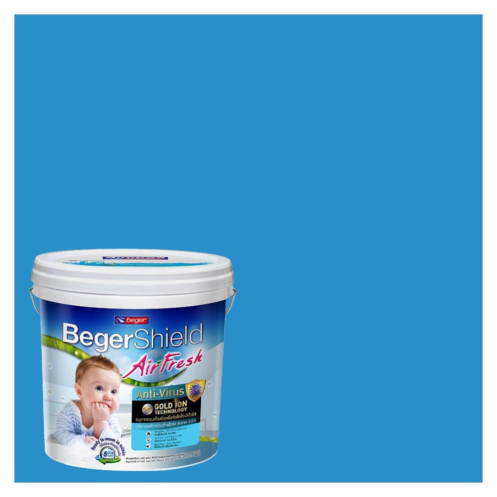 สีน้ำทาภายใน ชนิดกึ่งเงา BEGER AIRFRESH GOLD BASE D 031-5 สี BLUE CADET 9 ลิตร