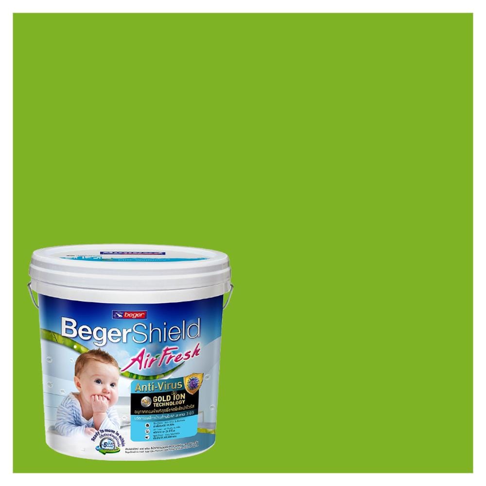 สีน้ำทาภายใน ชนิดกึ่งเงา BEGER AIRFRESH GOLD BASE D 069-6 สี JOYFUL GREEN 9 ลิตร