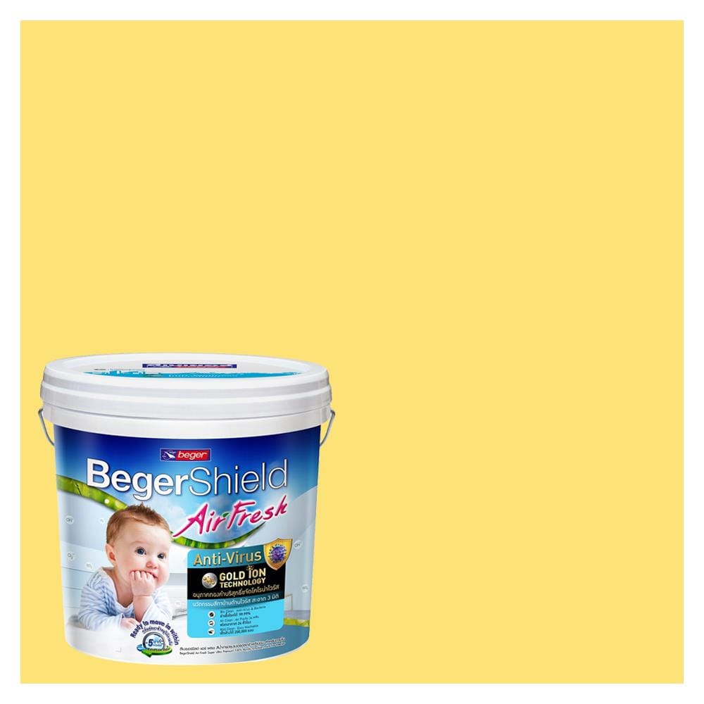 สีน้ำทาภายใน ชนิดกึ่งเงา BEGER AIRFRESH GOLD BASE B 087-5 สี YELLOW ROSE 9 ลิตร