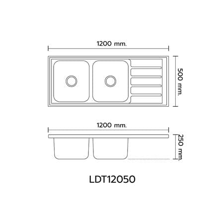 ซิงค์ฝัง 2หลุม 1ที่พัก LTP LDT12050 สเตนเลส_3