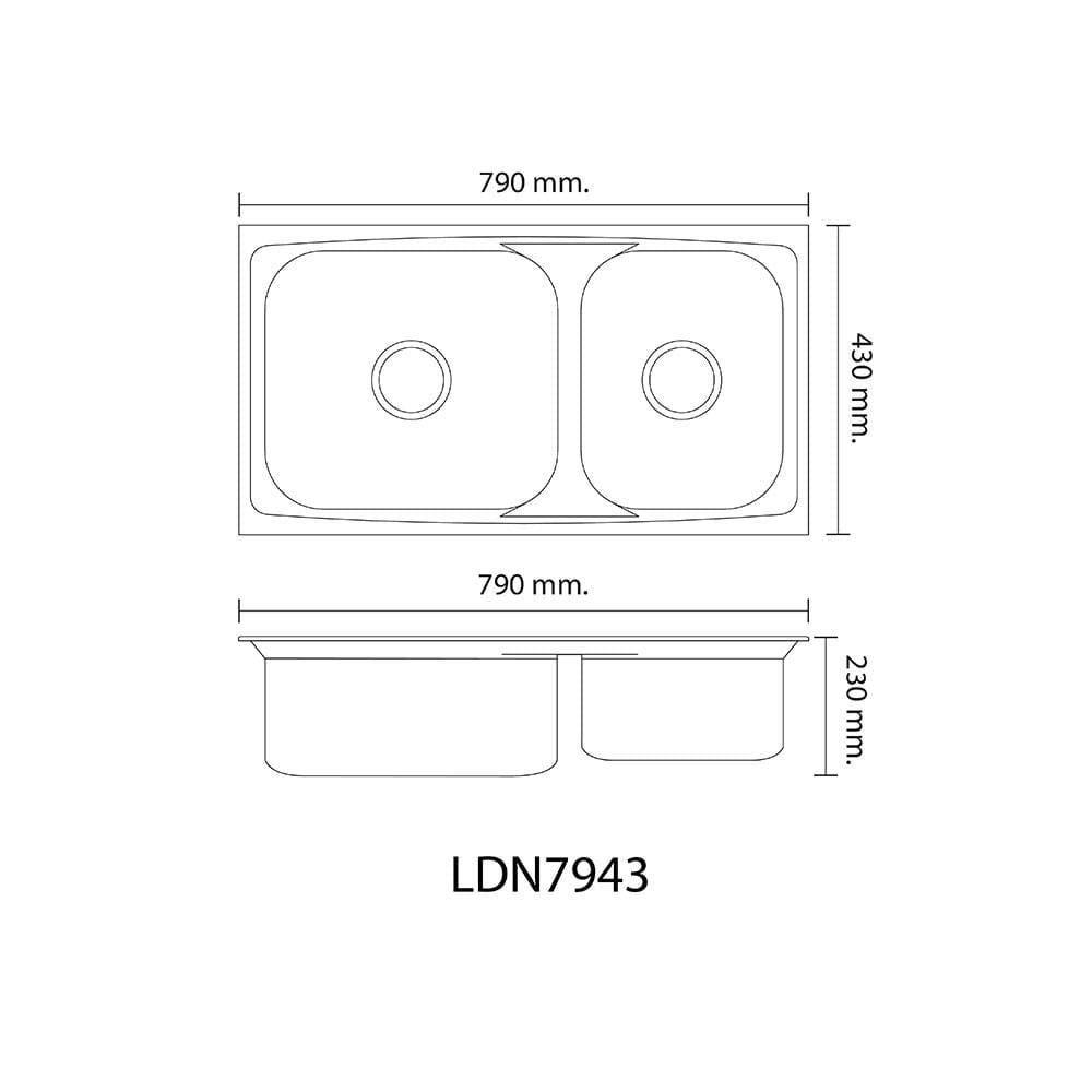 ซิงค์ฝัง 2หลุม LTP LDN7943 สเตนเลส