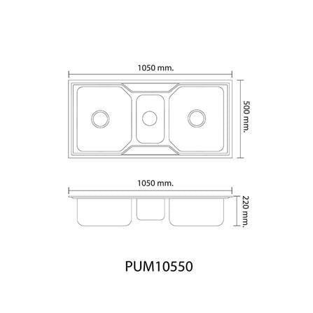 ซิงค์ฝัง 2หลุม LTP PUM10550 สเตนเลส_3