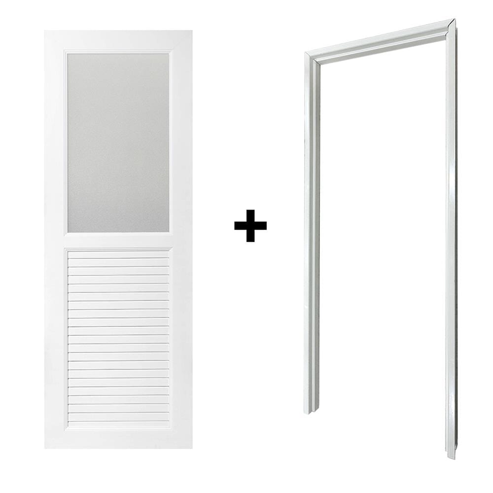 ประตู UPVC AZLE AZ113 GLASS 70X200 ซม. สีขาว พร้อมวงกบ ไม่เจาะลูกบิด