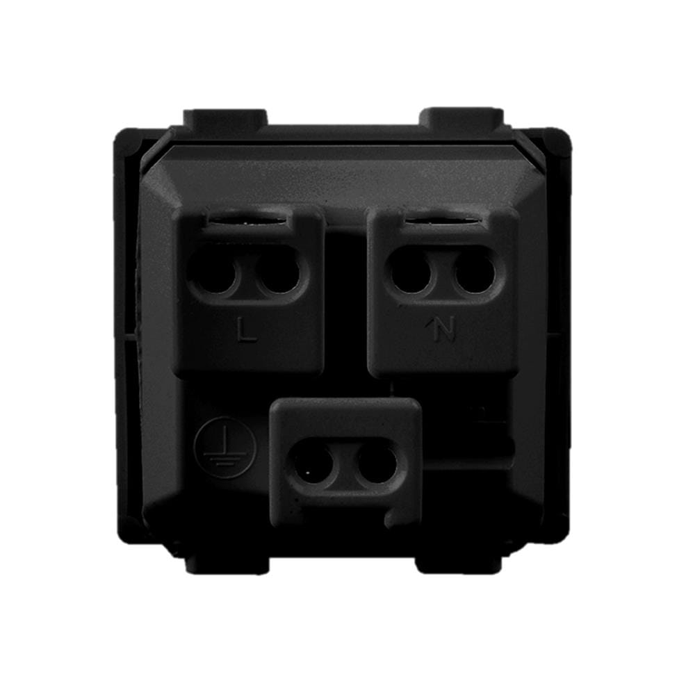 เต้ารับเดี่ยว 3 ขา+ม่านนิรภัย BTICINO AG5025TWT สีดำ