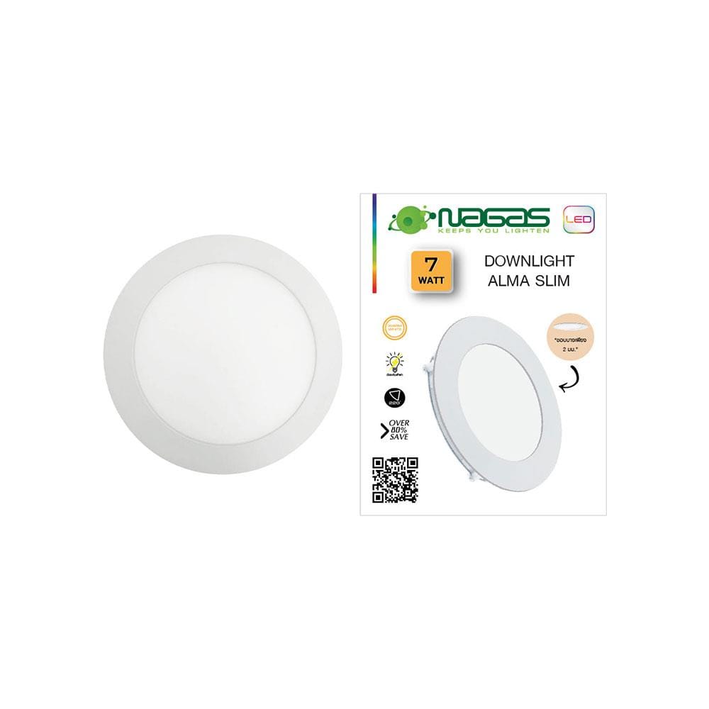 ดาวน์ไลท์ LED NAGAS ALMA SLIM 4.8 นิ้ว 7 วัตต์ WARM WHITE สีขาว