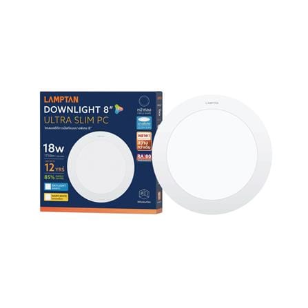 ดาวน์ไลท์ LED LAMPTAN ULTRA SLIM PC 8 นิ้ว 18 วัตต์ WARM WHITE สีขาว_3