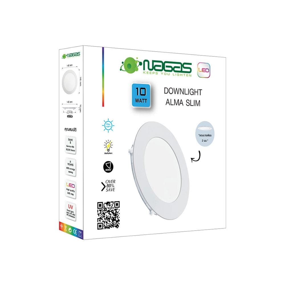 ดาวน์ไลท์ LED NAGAS ALMA SLIM 5.8 นิ้ว 10 วัตต์ DAYLIGHT สีขาว