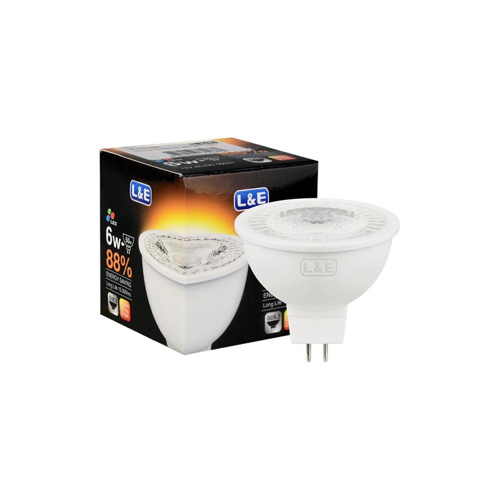 หลอด LED L&E MR16 6 วัตต์ WARMWHITE GU5.3