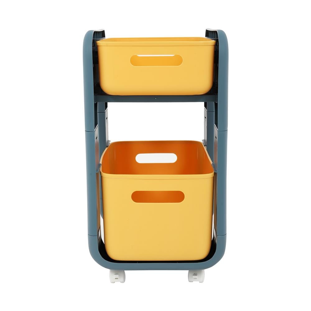 ชั้นวางของ 2 ชั้น มีล้อ STACKO MARU 25.5x38x48.5 ซม. สีเหลือง