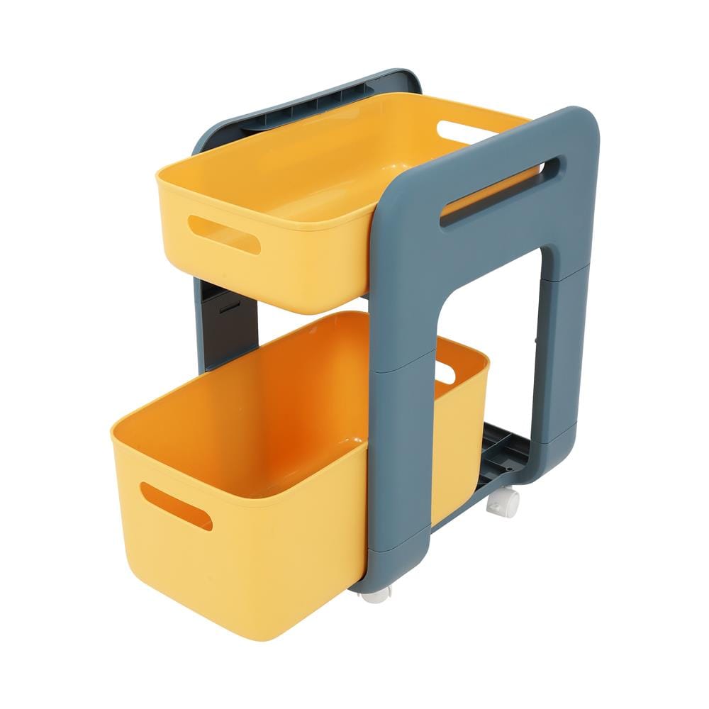 ชั้นวางของ 2 ชั้น มีล้อ STACKO MARU 25.5x38x48.5 ซม. สีเหลือง