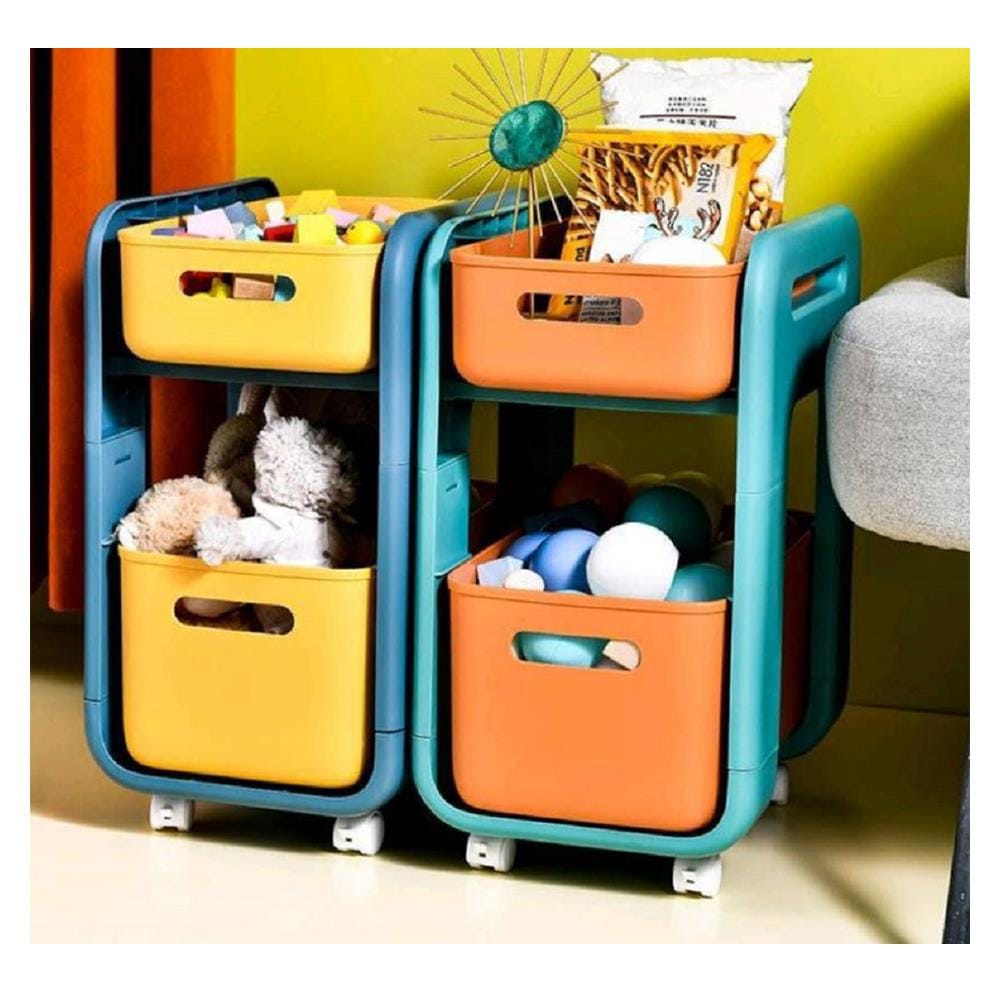 ชั้นวางของ 2 ชั้น มีล้อ STACKO MARU 25.5x38x48.5 ซม. สีเหลือง