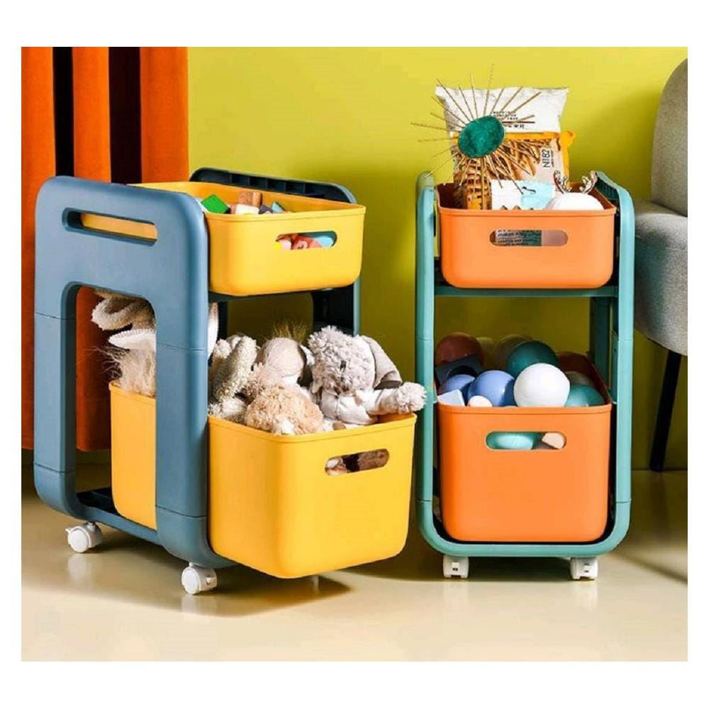 ชั้นวางของ 2 ชั้น มีล้อ STACKO MARU 25.5x38x48.5 ซม. สีเหลือง