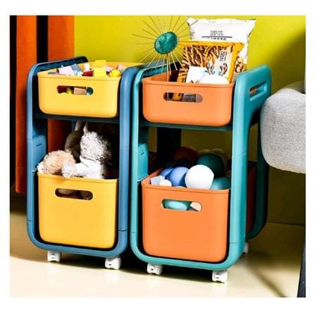 ชั้นวางของ 2 ชั้น มีล้อ STACKO MARU 25.5x38x48.5 ซม. สีเหลือง_4