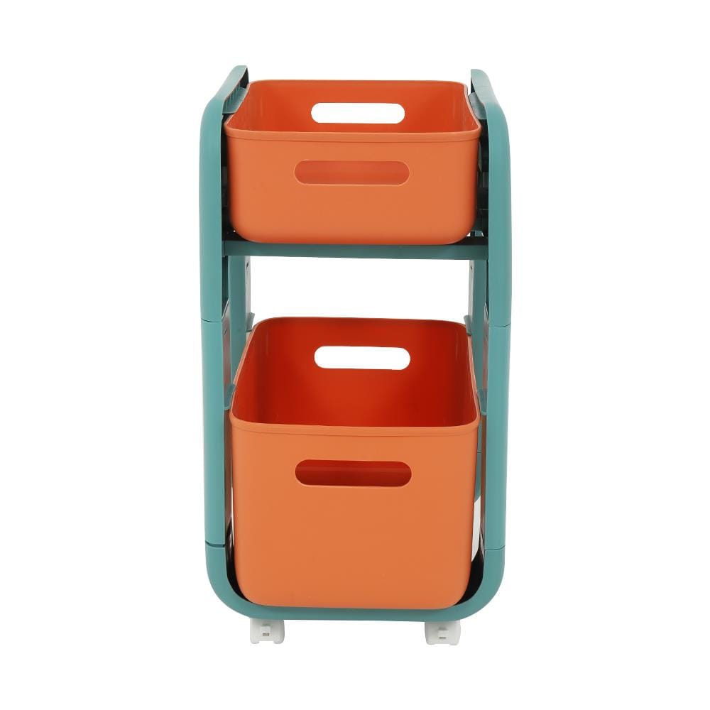 ชั้นวางของ 2 ชั้น มีล้อ STACKO MARU 25.5x38x48.5 ซม. สีส้ม