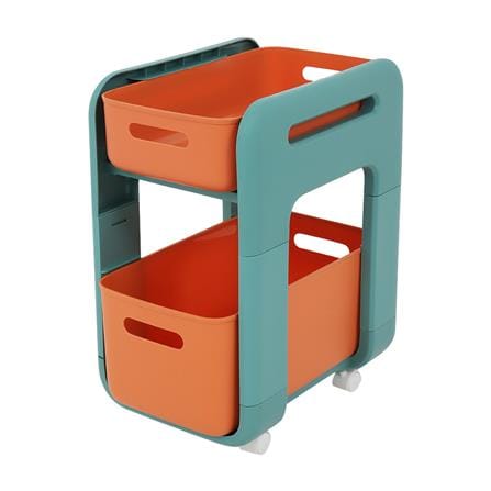 ชั้นวางของ 2 ชั้น มีล้อ STACKO MARU 25.5x38x48.5 ซม. สีส้ม_0