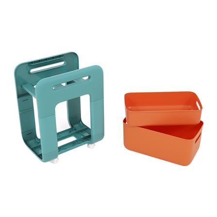 ชั้นวางของ 2 ชั้น มีล้อ STACKO MARU 25.5x38x48.5 ซม. สีส้ม_3
