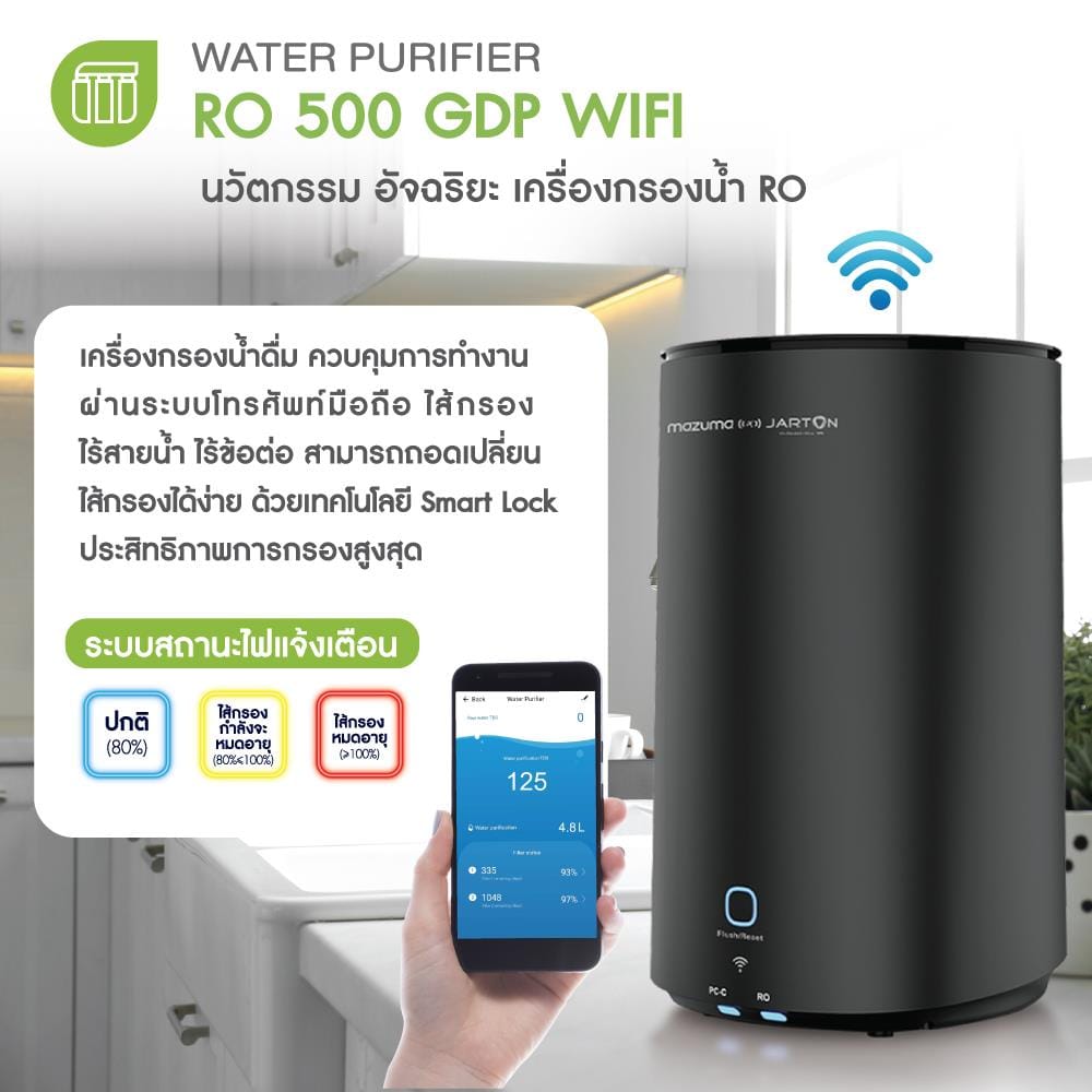 เครื่องกรองน้ำดื่ม MAZUMA RO-500GPD WIFI