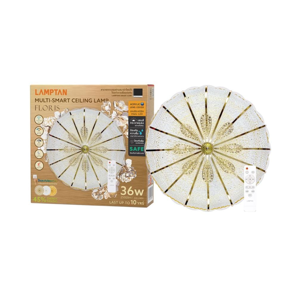 ไฟเพดาน LED LAMPTAN FLORIS 18 นิ้ว 36 วัตต์ DAYLIGHT/COOL WHITE/WARM WHITE สีขาว