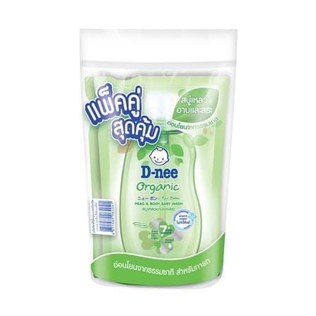 รีฟิลสบู่เหลว D-NEE ออร์แกนิคเฮดแอนด์บอดี้วอช 350 มล. แพ็กคู่_0