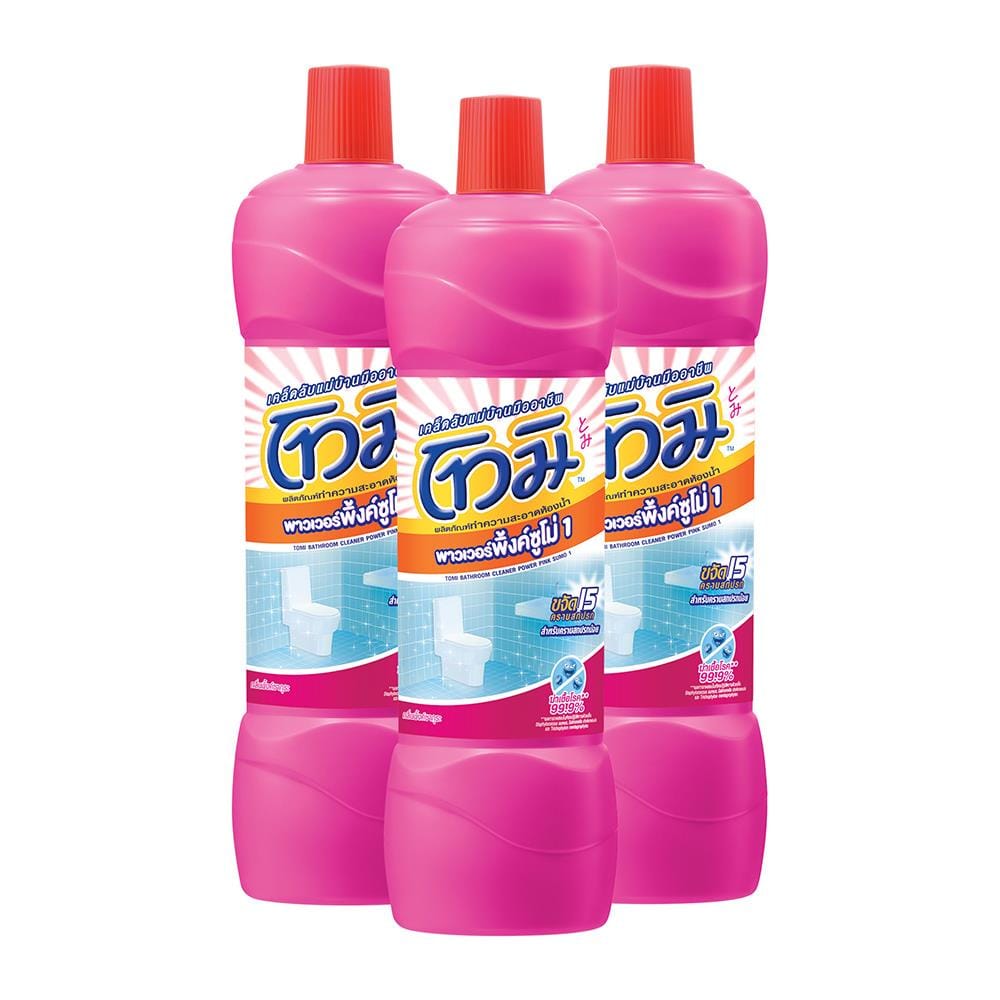 น้ำยาล้างห้องน้ำโทมิ พาวเวอร์พิ้งค์ซูโม่ 850 มล. สีชมพู แพ็ก3