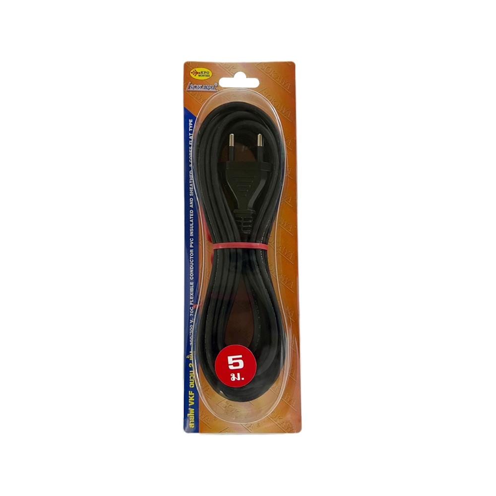 หัวปลั๊ก 2 ขากลมพร้อมสาย VKF SOKAWA 2x0.5 ตร.มม. 5 ม. สีดำ