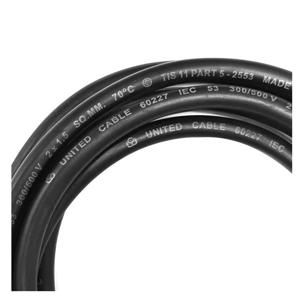 หัวปลั๊ก 2 ขากลม พร้อมสาย VCT SOKAWA 2x1.5 ตร.มม. 5 ม. สีดำ