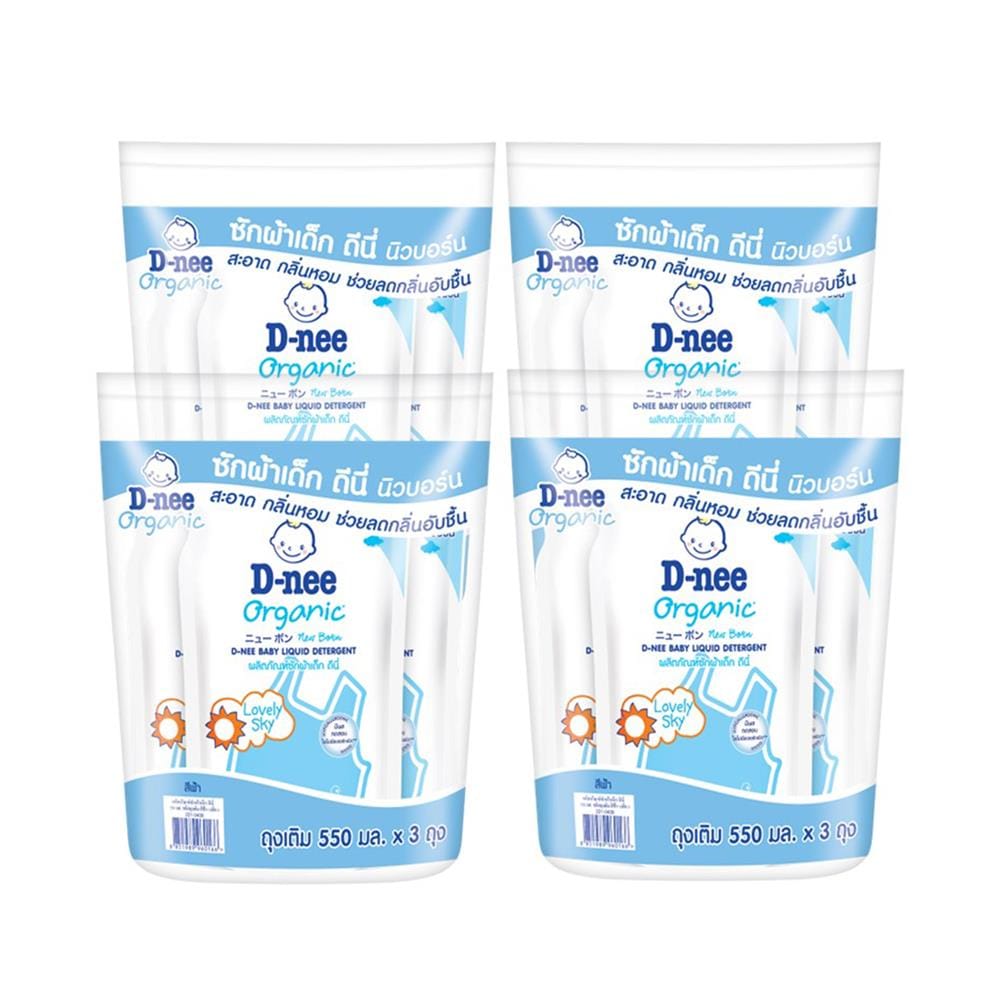 น้ำยาซักผ้าเด็ก D-NEE NEWBORN LOVELY SKY 550 มล. สีฟ้า (12 ชิ้น)