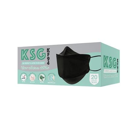 หน้ากากอนามัย 3D KSG KF94 สีดำ 20ชิ้น_0