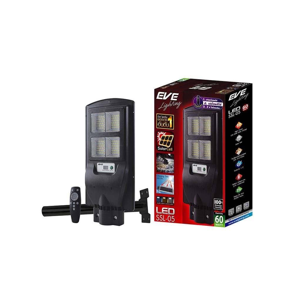 ไฟถนน SOLAR EVE 596405 60 วัตต์ DAYLIGHT/COOLWHITE/WARMWHITE สีดำ