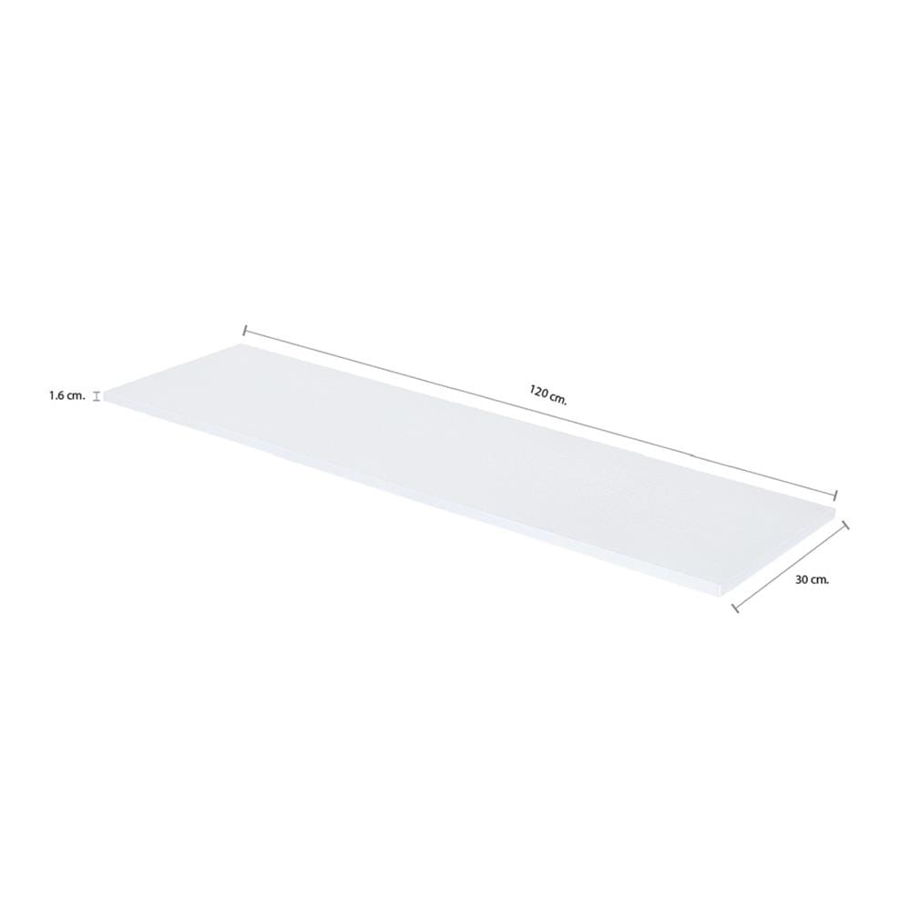 แผ่นชั้นไม้เมลามีน STACKO 120x30x1.6ซม. สีขาวเอเวอลิน