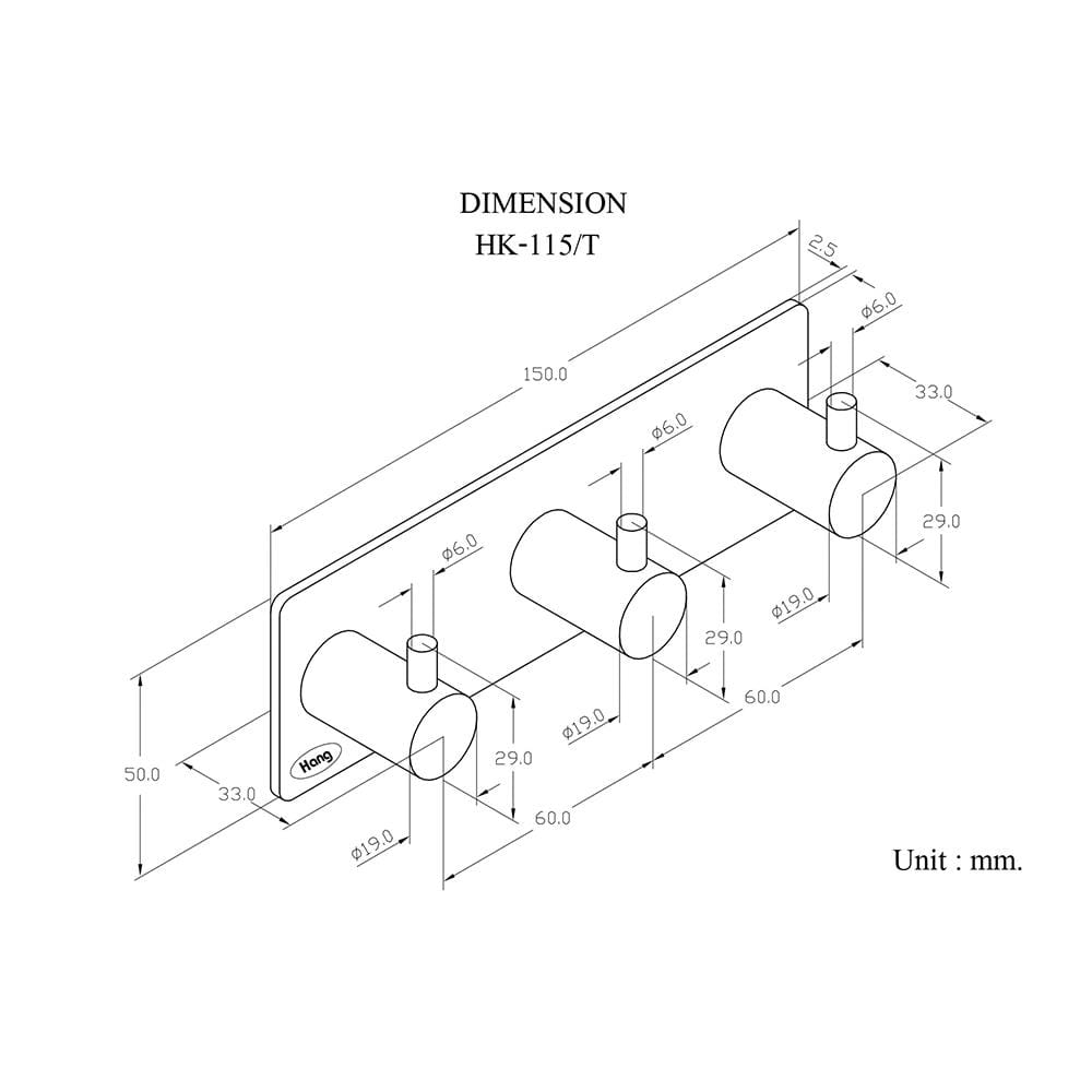 ขอแขวนผ้า HANG HK-115/T สเตนเลส