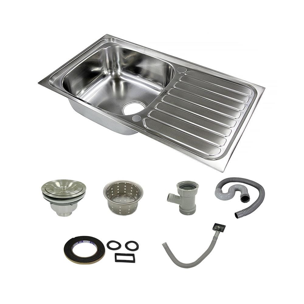 ซิงค์ฝัง 1หลุม 1ที่พัก KARAT FAUCET KK-01-011H-63 สีเงิน