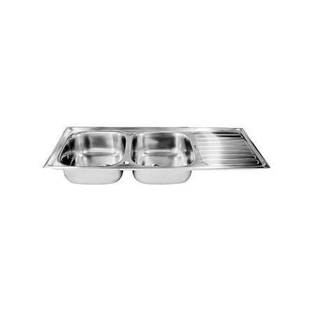 ซิงค์ฝัง 2หลุม 1ที่พัก KARAT FAUCET KK-01-021H-63 สีเงิน_0