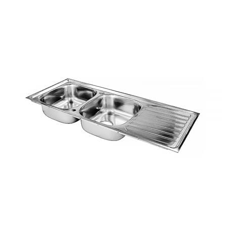 ซิงค์ฝัง 2หลุม 1ที่พัก KARAT FAUCET KK-01-021H-63 สีเงิน_1