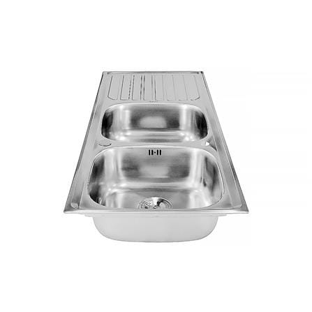 ซิงค์ฝัง 2หลุม 1ที่พัก KARAT FAUCET KK-01-021H-63 สีเงิน_2