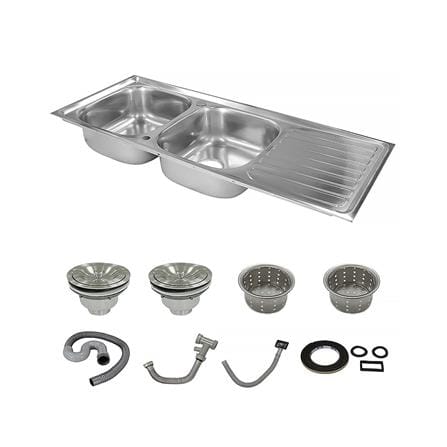 ซิงค์ฝัง 2หลุม 1ที่พัก KARAT FAUCET KK-01-021H-63 สีเงิน_3